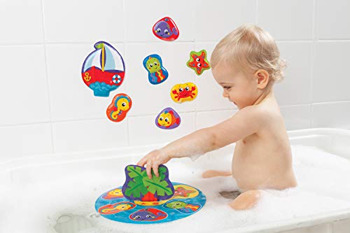 Playgro Puzzle de Baño, 9 Piezas, Con Animales Multicolores, Desde los 6 Meses, Sin BPA, Dimensiones: 25 x 25 cm, Floaty Boat Bath Puzzle, Multicolor, 40172