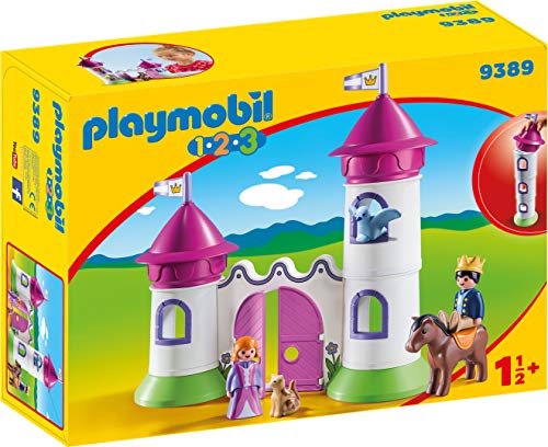 PLAYMOBIL- 1.2.3 Castillo con Torre Apilable Juguete, Multicolor (geobra Brandstätter 9389)