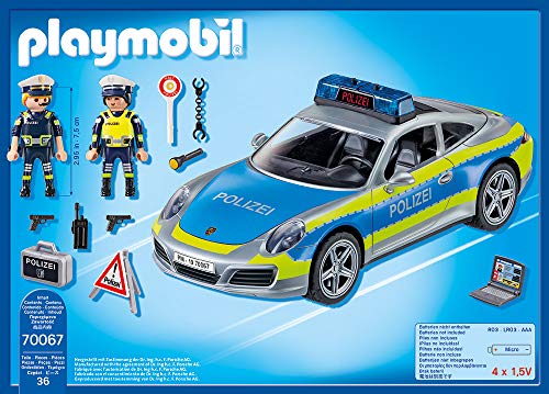 PLAYMOBIL 70067 City Action Porsche 911 Carrera 4S Policía, Multicolor