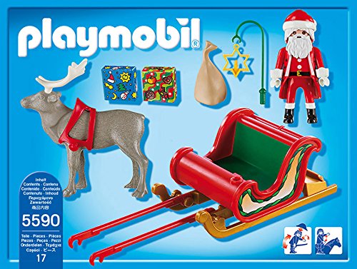 PLAYMOBIL - Christmas Trineo de Papá Noel con Reno Playsets de Figuras de jugete, Color Multicolor (5590)