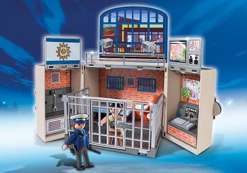 PLAYMOBIL - Cofre cuartel de Policía, Juguete Educativo, Multicolor, 35 x 10 x 25 cm, (5421)