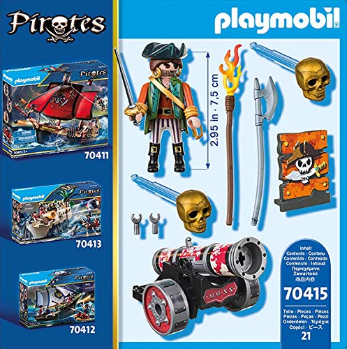 PLAYMOBIL® Pirates Set de 2 Juegos 70415 70273 Pirata con Cañón + Capitán Pirata y Soldado