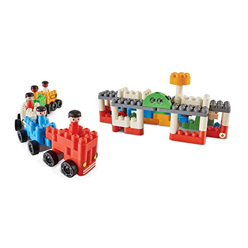 Poly-M 760024 Hape PolyM City - Juego de 130 Piezas de construcción de ladrillo para vehículos con Figuras y Accesorios, Multicolor