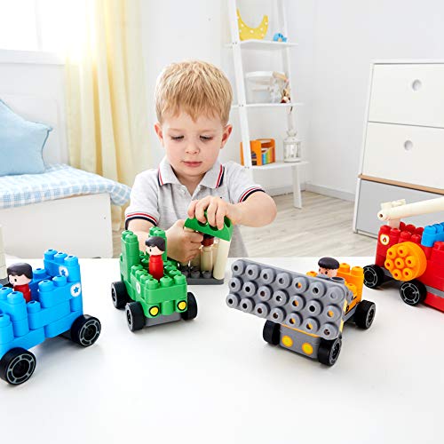 Poly-M 760024 Hape PolyM City - Juego de 130 Piezas de construcción de ladrillo para vehículos con Figuras y Accesorios, Multicolor