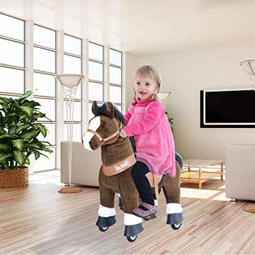 PonyCycle Oficial Clásico U Serie Caballo de Peluche Cabalgable Caballo Marrón Oscuro para Edades de 3 a 5 Talla Pequeña U321