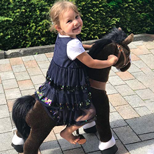 PonyCycle Oficial Clásico U Serie Caballo de Peluche Cabalgable Caballo Marrón Oscuro para Edades de 3 a 5 Talla Pequeña U321