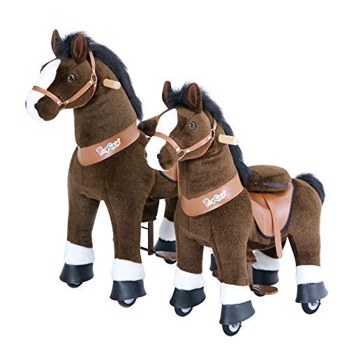 PonyCycle Oficial Clásico U Serie Caballo de Peluche Cabalgable Caballo Marrón Oscuro para Edades de 3 a 5 Talla Pequeña U321