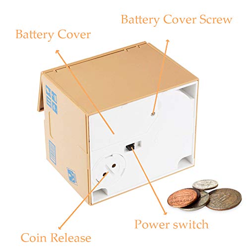 PowerKing Robo de una Moneda con Caja de ratón - Piggy Bank - Ratón - Hablando en inglés - Gran Regalo para Cualquier niño (Cat)