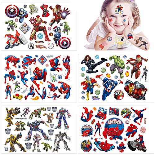 Qemsele Tatuajes Temporales Para Niños Niñas, 10 Sheets 200+ Pcs Hojas Dibujos animados Tatuaje Falso Pegatinas Para piñata Niños infantiles fiesta de cumpleaños regalo Bolsas Relleno