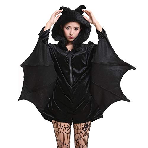 Qiuge Traje de Halloween murciélago Vampiro Ropa for niños y Mujeres Escenario de Funcionamiento de Ropa Cosplay, Tamaño: L, Busto: 94cm, largas de la Ropa: 73cm, Juego de Vestir, Precioso QiuGe