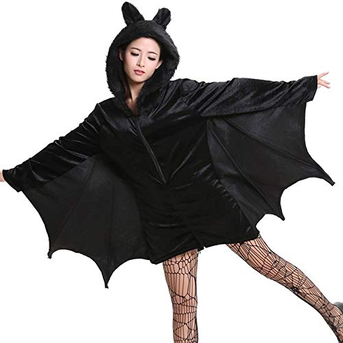 Qiuge Traje de Halloween murciélago Vampiro Ropa for niños y Mujeres Escenario de Funcionamiento de Ropa Cosplay, Tamaño: L, Busto: 94cm, largas de la Ropa: 73cm, Juego de Vestir, Precioso QiuGe