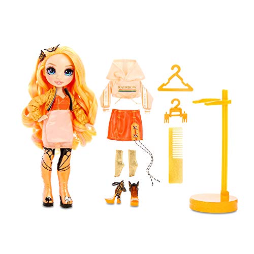 Rainbow Surprise High Poppy Rowan – Orange Fashion Doll with 2 Outfits