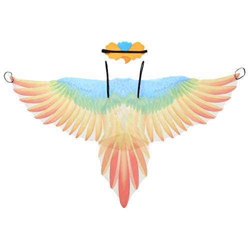 ranrann Disfraz de Loro para Niño Niña Capa de Loro Alas de Pájaro Bonito con Máscara de Loro Disfraz de Carnaval Fiesta Halloween Actuación Cosplay Naranja One Size