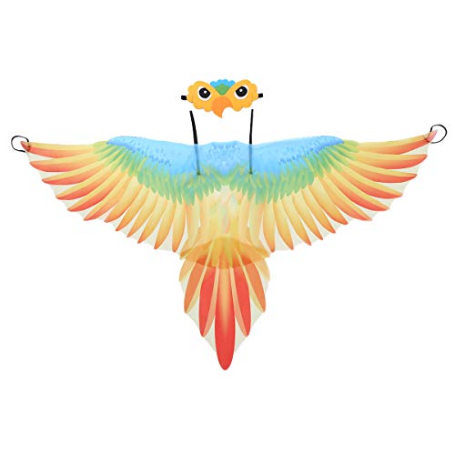 ranrann Disfraz de Loro para Niño Niña Capa de Loro Alas de Pájaro Bonito con Máscara de Loro Disfraz de Carnaval Fiesta Halloween Actuación Cosplay Naranja One Size