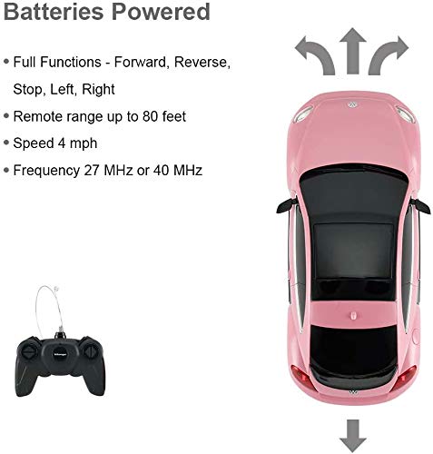 rastar RC Beetle Volkswagen Coche Teledirigido Remoto para niños a Escala 1:24, Coche de Juguete RC de Color Rosa para niños y niñas, Color Rosa