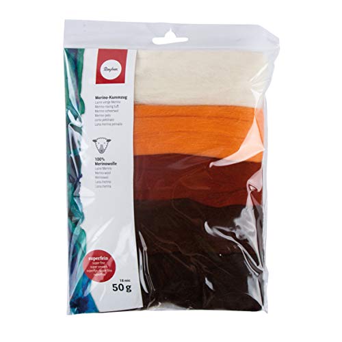 RAYHER, Super suave Merion Roving Tuft tab-bag marrón 10 g, multicolor, 3,45 x 1,7 x 0,3 cm