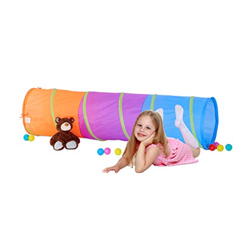 Relaxdays Infantil Exterior Plegable, Pop Up, Túnel para Niños Colorido, Poliéster, 45 x 45 x 170 cm, Multicolor, 170 x 45 x 45 cm (10022470)