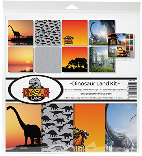 Reminisce Collection Kit 12"X12"-Dinosaur Land, 8 Papers & Stickers