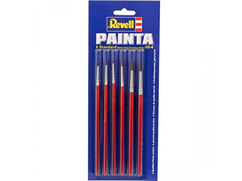 Revell 39071 - Pintura (30 ml, 5 ml, Ampolla, 6 Pieza(s)) + Painta Standard Set de 6 Pinceles, Color Rojo (29621)