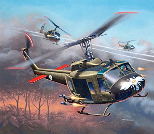 Revell- Bell UH-1H Maqueta Helicóptero Gunship, 10+ Años, Multicolor, 12,8 cm de Largo (04983)