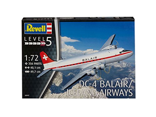 Revell-Douglas Maqueta DC-4 Balair/Iceland Airways, Kit Modello, Escala 1:72 (4947) (04947), 40,1 cm de Largo