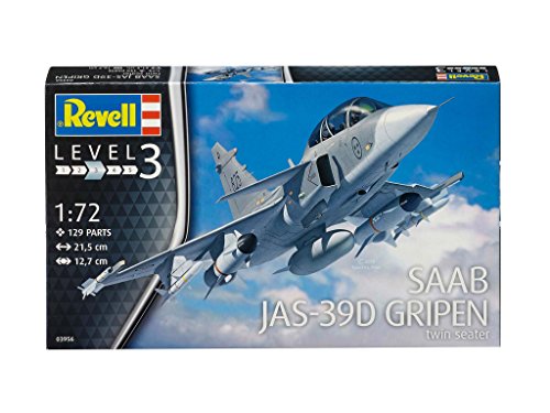 Revell Maqueta de avión 1: 72 – Saab JAS de MHC-OneX-39D Gripen twinseater en Escala 1: 72, Nivel 3, réplica exacta con Muchos Detalles, 03956