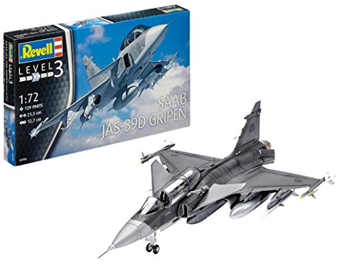 Revell Maqueta de avión 1: 72 – Saab JAS de MHC-OneX-39D Gripen twinseater en Escala 1: 72, Nivel 3, réplica exacta con Muchos Detalles, 03956