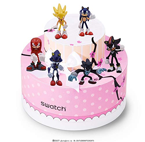 REYOK Sonic Cake Topper Pastel Decoración Suministros 6Pcs Sonic Figures Toy Sonic The Hedgehog Juguetes Muñeca Hecha a Mano Muñeca Decoración para niños Animales Juguetes Set