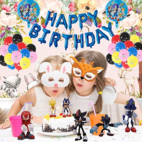 REYOK Sonic Cake Topper Pastel Decoración Suministros 6Pcs Sonic Figures Toy Sonic The Hedgehog Juguetes Muñeca Hecha a Mano Muñeca Decoración para niños Animales Juguetes Set