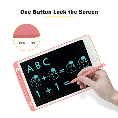 Richgv® Tableta de Escritura LCD de 10 Pulgadas Tablero Negro Inteligente Juguetes de Aprendizaje Tablero de Dibujo Electrónico Escritura a Mano y Doodle Pad para Niños y Adultos(10 Pulgadas, Rosa)…