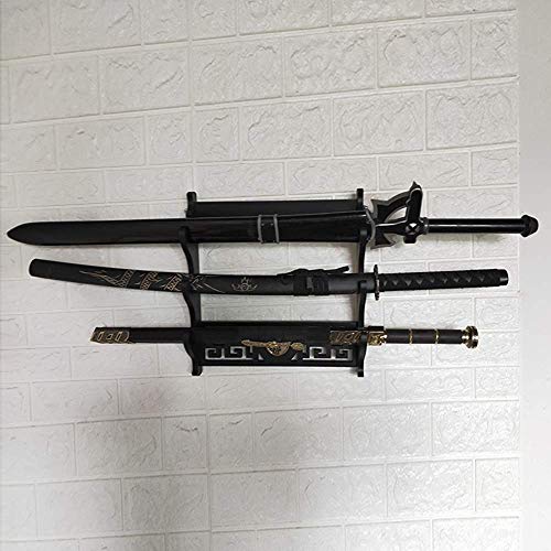 RISEDJ Soporte de Pared para Espadas Samurai Sword Katana Wakizashi Soporte de visualización Soporte Colgador 3 Corbatas