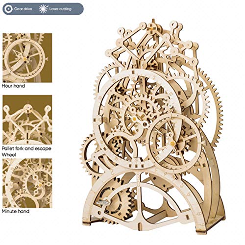 Robotime Rompecabezas de Madera 3D Cortado con láser - Kits de Modelo autopropulsados - Juego de construcción mecánica - Rompecabezas para niños, Adolescentes y Adultos (Pendulum Clock)