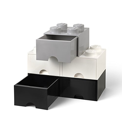 Room Copenhagen 40061735 Caja de Almacenaje Apilable, Ladrillo 8 pomos, 2 Cajones, 9.4 l, Blanco (White), 50 x 25 x 18 cm