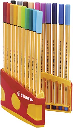 Rotulador punta fina STABILO point 88 - Estuche premium Colorparade con 20 colores