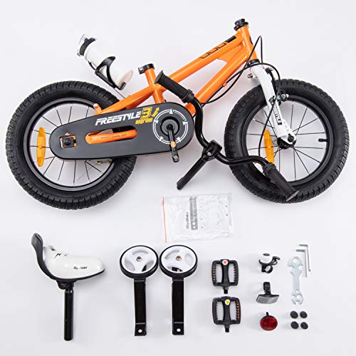 Royal Baby Bicicletas Infantiles niña niño Freestyle BMX Ruedas auxiliares Bicicleta para niños 12 Pulgadas Naranja