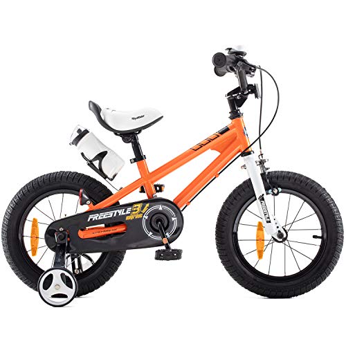 Royal Baby Bicicletas Infantiles niña niño Freestyle BMX Ruedas auxiliares Bicicleta para niños 12 Pulgadas Naranja