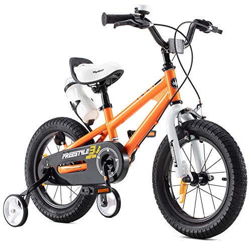 Royal Baby Bicicletas Infantiles niña niño Freestyle BMX Ruedas auxiliares Bicicleta para niños 12 Pulgadas Naranja