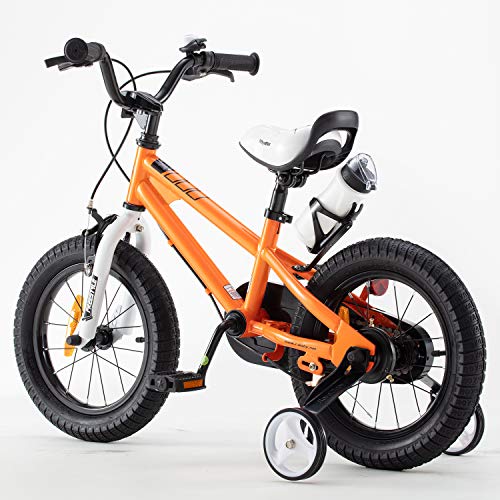 Royal Baby Bicicletas Infantiles niña niño Freestyle BMX Ruedas auxiliares Bicicleta para niños 14 Pulgadas Naranja