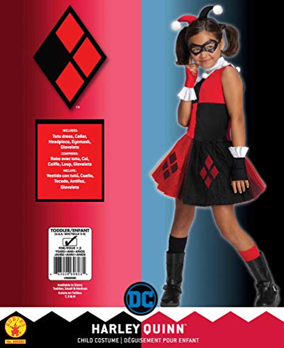 Rubies Disfraz oficial de DC Villain Harley Quinn para niño, vestido tutú, talla pequeña, de 3 a 4 años