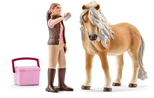 Schleich - Figura Cuidadora con Poni Islandés, 16,5 cm