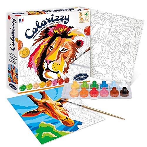 Sentosphere-Colorizzy-Kit de Pintura por números para niños, diseño de león y Jirafa 3904500