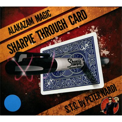 Sharpie Through Card (DVD and Gimmick) Blue by Alakazam Magic - DVD