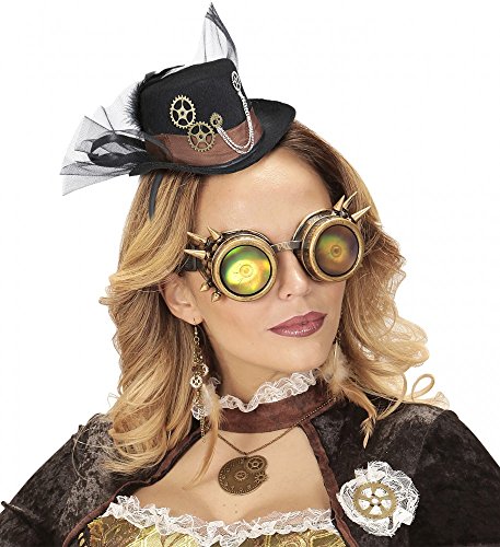 shoperama Steam Punk Cog Wheels and Feather Mini Top Hat On Headband Black/Brown