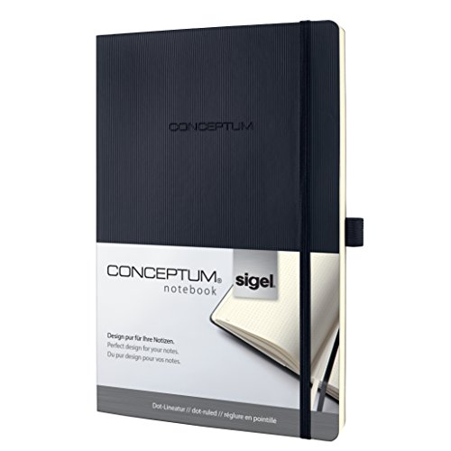 SIGEL CO308 Conceptum Libreta / Cuaderno, tapa flexible, 18.7 x 27 cm, de puntos, negro