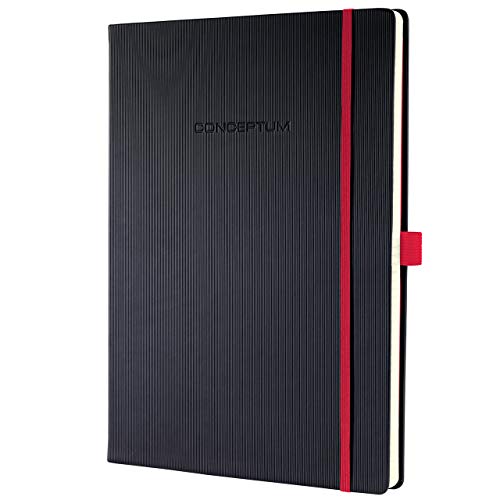 SIGEL CO661 Conceptum Red Edition - Libreta con tapa dura, 21.3 x 29.5 cm, a líneas, negro-rojo