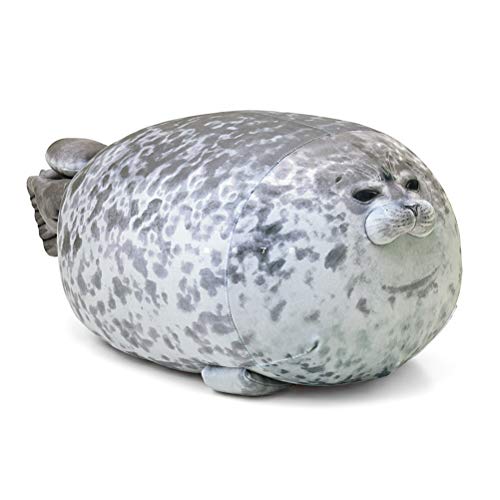 signmeili Almohada de Animales Marinos, Juguete de Peluche de Foca, Almohada de Felpa Suave de Foca. Regalo de Juguete de animalito para niños/Parejas/Ancianos (Manchas Grises) 60 cm