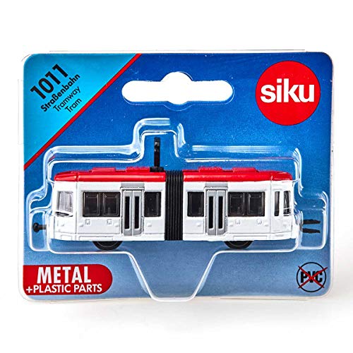 SIKU 1011, Tranvía, Metal/Plástico, Blanco/Rojo, Enganches para remolque de tren estándar SIKU para conectar con otros trenes