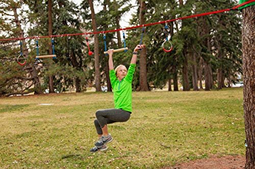 Slackers USA Ninja Line Starter Set, Curso de 11 metros, Excelente Set Completo de 11 Piezas, Utilizable como Slackline, 7 Obstáculos, Entrena como un Ninja