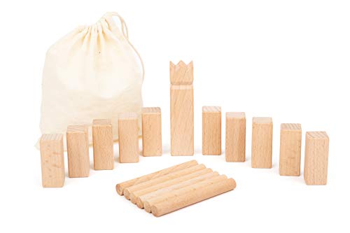 Small Foot Company-11356 Vikingo Mini-Kubb, Equipo en Formato Extra Compacto, Juego de 17 Piezas con Bolsa de Almacenamiento Juguetes, Multicolor (11356)