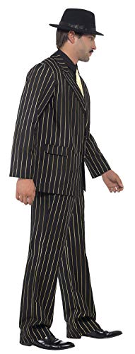 Smiffy'S 22414L Disfraz De Gánster De Raya Diplomática Dorada Con Chaqueta, Pantalones, Pechera De Camisa Y Corbata, Negro, L - Tamaño 42"-44"